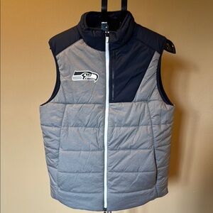 Seattle Seahawks Gray and Navy Puffer Vest